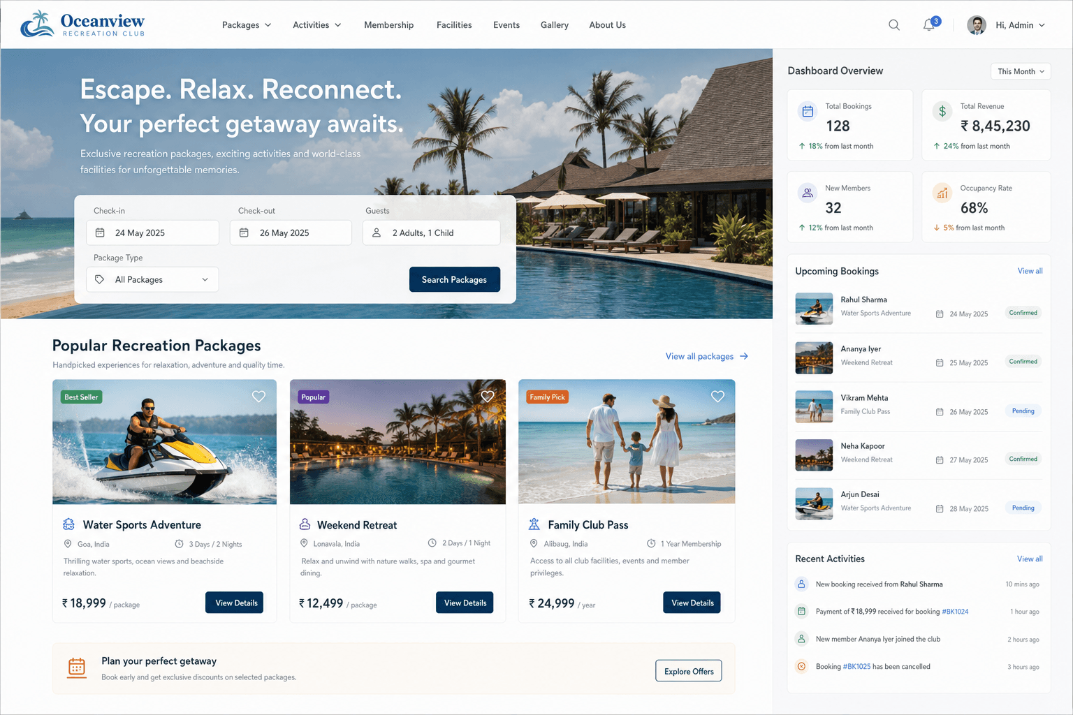 Sitefinity CMS for Recreation Club placeholder project screenshot